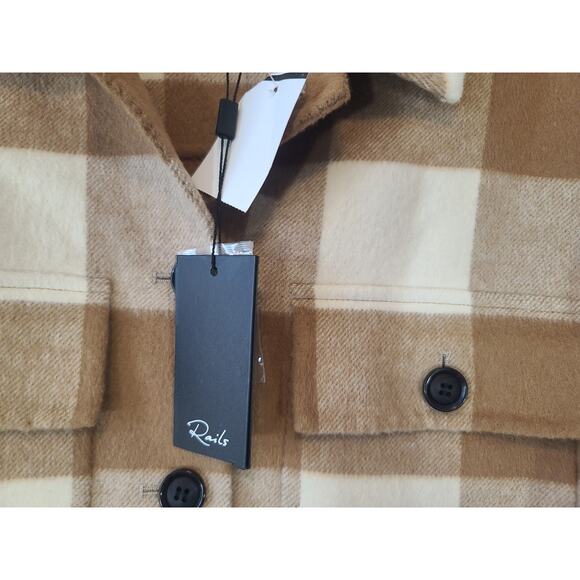 Rails Steffi Shirt Jacket Plaid Brown Cream Large New W/Tags - Picture 6 of 10